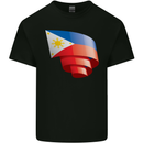 Curled Philippines Flag Philipino Day Football Kids T-Shirt Childrens Black