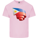 Curled Philippines Flag Philipino Day Football Kids T-Shirt Childrens Light Pink