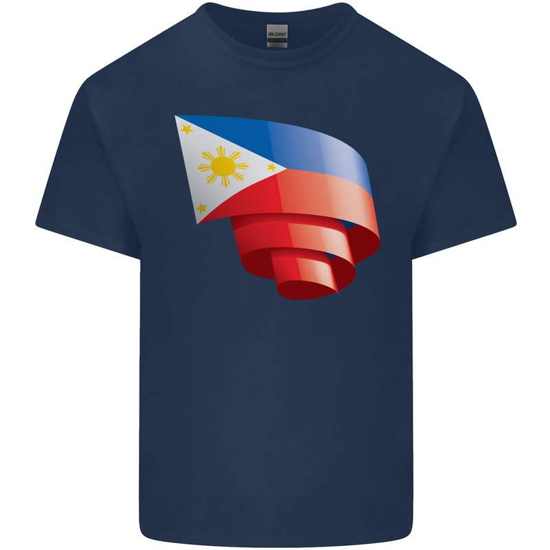 Curled Philippines Flag Philipino Day Football Kids T-Shirt Childrens Navy Blue