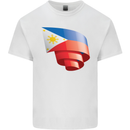 Curled Philippines Flag Philipino Day Football Kids T-Shirt Childrens White