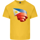 Curled Philippines Flag Philipino Day Football Kids T-Shirt Childrens Yellow