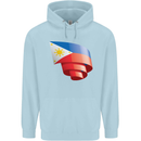 Curled Philippines Flag Philipino Day Football Mens 80% Cotton Hoodie Light Blue