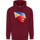 Curled Philippines Flag Philipino Day Football Mens 80% Cotton Hoodie Maroon