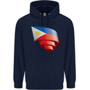 Curled Philippines Flag Philipino Day Football Mens 80% Cotton Hoodie Navy Blue