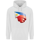 Curled Philippines Flag Philipino Day Football Mens 80% Cotton Hoodie White