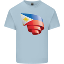 Curled Philippines Flag Philipino Day Football Mens Cotton T-Shirt Tee Top Light Blue