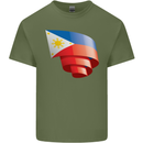 Curled Philippines Flag Philipino Day Football Mens Cotton T-Shirt Tee Top Military Green