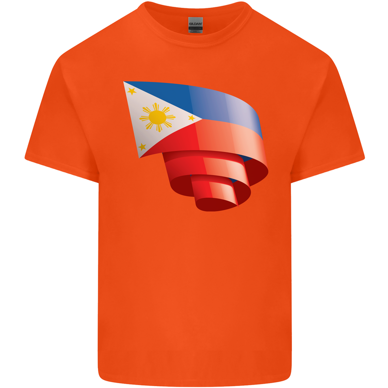 Curled Philippines Flag Philipino Day Football Mens Cotton T-Shirt Tee Top Orange