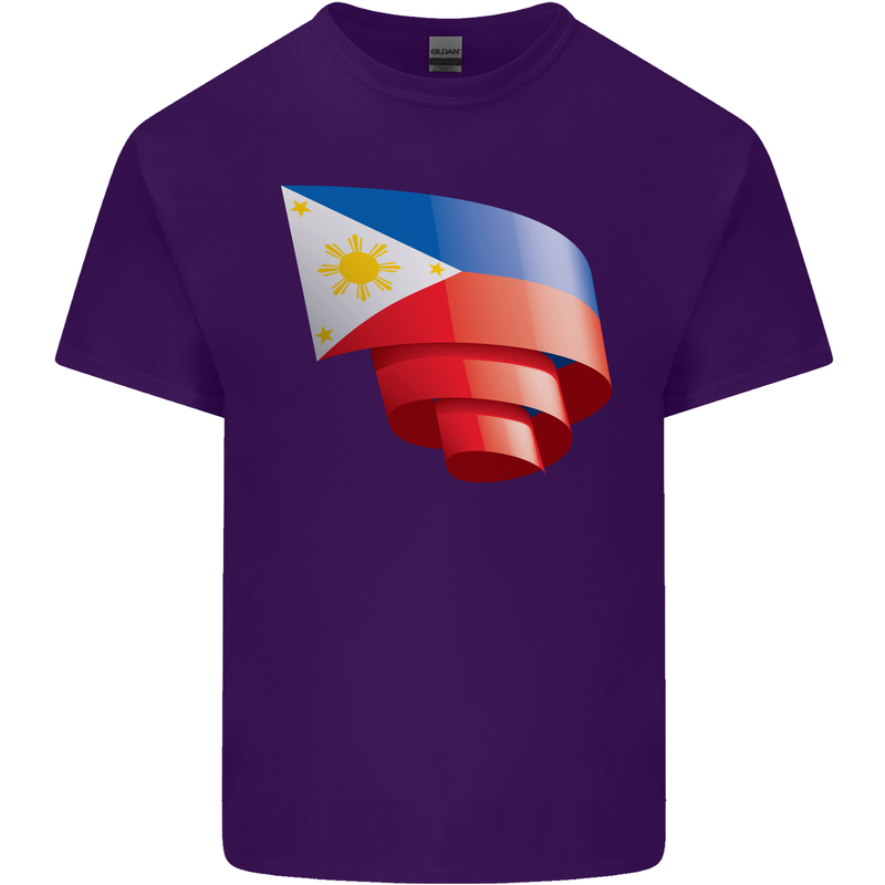 Curled Philippines Flag Philipino Day Football Mens Cotton T-Shirt Tee Top Purple