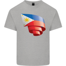 Curled Philippines Flag Philipino Day Football Mens Cotton T-Shirt Tee Top Sports Grey