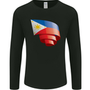 Curled Philippines Flag Philipino Day Football Mens Long Sleeve T-Shirt Black