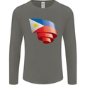 Curled Philippines Flag Philipino Day Football Mens Long Sleeve T-Shirt Charcoal