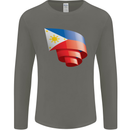 Curled Philippines Flag Philipino Day Football Mens Long Sleeve T-Shirt Charcoal