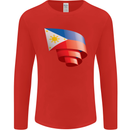 Curled Philippines Flag Philipino Day Football Mens Long Sleeve T-Shirt Red