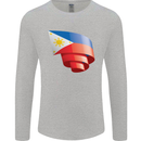 Curled Philippines Flag Philipino Day Football Mens Long Sleeve T-Shirt Sports Grey