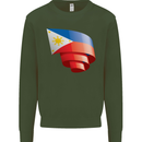Curled Philippines Flag Philipino Day Football Mens Sweatshirt Jumper Forest Green