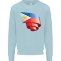 Curled Philippines Flag Philipino Day Football Mens Sweatshirt Jumper Light Blue