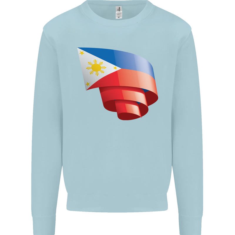 Curled Philippines Flag Philipino Day Football Mens Sweatshirt Jumper Light Blue