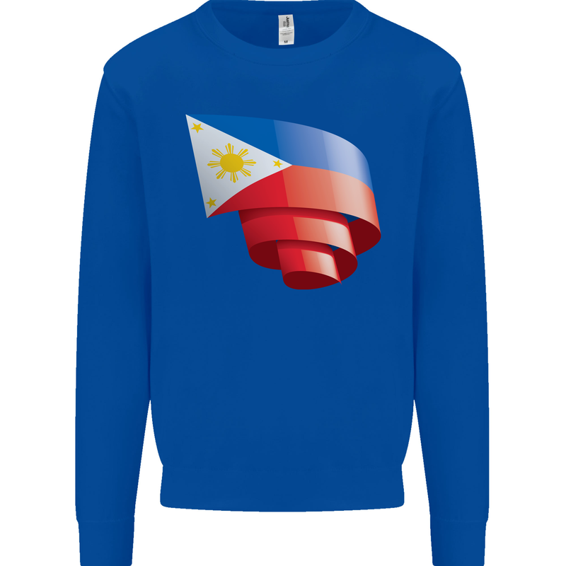 Curled Philippines Flag Philipino Day Football Mens Sweatshirt Jumper Royal Blue