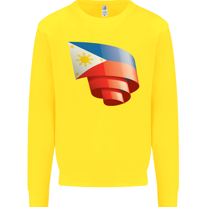 Curled Philippines Flag Philipino Day Football Mens Sweatshirt Jumper Yellow