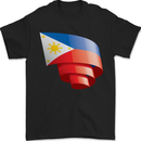 Curled Philippines Flag Philipino Day Football Mens T-Shirt 100% Cotton Black