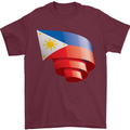 Curled Philippines Flag Philipino Day Football Mens T-Shirt 100% Cotton Maroon
