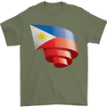 Curled Philippines Flag Philipino Day Football Mens T-Shirt 100% Cotton Military Green