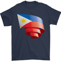 Curled Philippines Flag Philipino Day Football Mens T-Shirt 100% Cotton Navy Blue