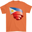 Curled Philippines Flag Philipino Day Football Mens T-Shirt 100% Cotton Orange