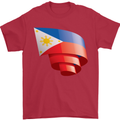 Curled Philippines Flag Philipino Day Football Mens T-Shirt 100% Cotton Red