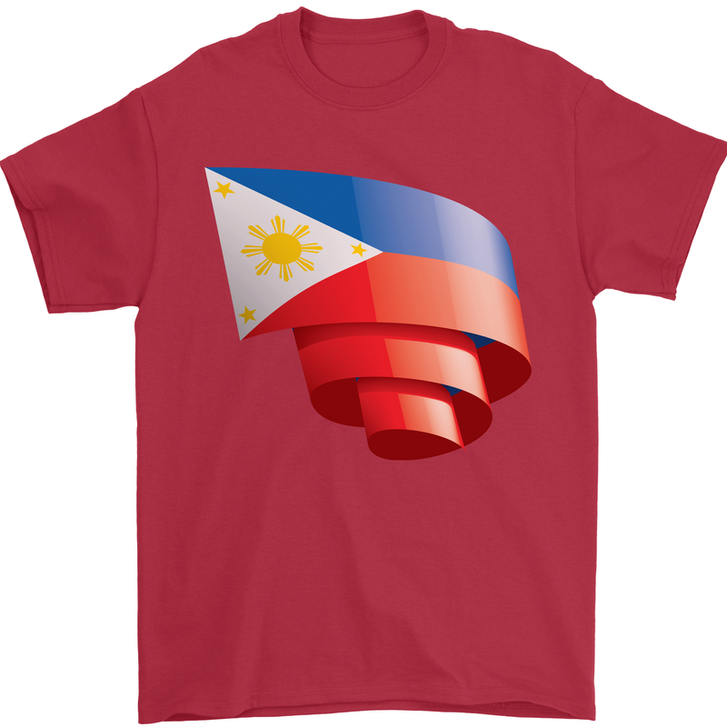 Curled Philippines Flag Philipino Day Football Mens T-Shirt 100% Cotton Red