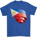 Curled Philippines Flag Philipino Day Football Mens T-Shirt 100% Cotton Royal Blue