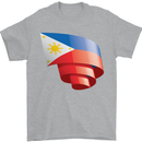 Curled Philippines Flag Philipino Day Football Mens T-Shirt 100% Cotton Sports Grey