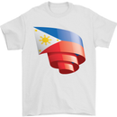 Curled Philippines Flag Philipino Day Football Mens T-Shirt 100% Cotton White