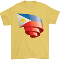 Curled Philippines Flag Philipino Day Football Mens T-Shirt 100% Cotton Yellow