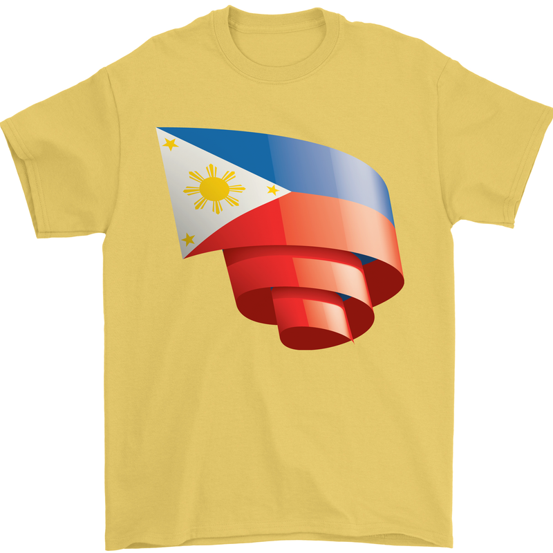 Curled Philippines Flag Philipino Day Football Mens T-Shirt 100% Cotton Yellow