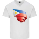 Curled Philippines Flag Philipino Day Football Mens V-Neck Cotton T-Shirt White