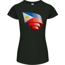 Curled Philippines Flag Philipino Day Football Womens Petite Cut T-Shirt Black