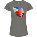 Curled Philippines Flag Philipino Day Football Womens Petite Cut T-Shirt Charcoal
