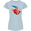 Curled Philippines Flag Philipino Day Football Womens Petite Cut T-Shirt Light Blue