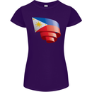 Curled Philippines Flag Philipino Day Football Womens Petite Cut T-Shirt Purple