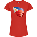 Curled Philippines Flag Philipino Day Football Womens Petite Cut T-Shirt Red
