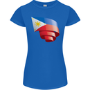 Curled Philippines Flag Philipino Day Football Womens Petite Cut T-Shirt Royal Blue