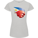 Curled Philippines Flag Philipino Day Football Womens Petite Cut T-Shirt Sports Grey