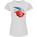 Curled Philippines Flag Philipino Day Football Womens Petite Cut T-Shirt White