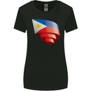 Curled Philippines Flag Philipino Day Football Womens Wider Cut T-Shirt Black