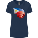 Curled Philippines Flag Philipino Day Football Womens Wider Cut T-Shirt Navy Blue
