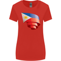Curled Philippines Flag Philipino Day Football Womens Wider Cut T-Shirt Red