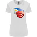 Curled Philippines Flag Philipino Day Football Womens Wider Cut T-Shirt White