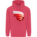 Curled Poland Flag Polish Day Football Childrens Kids Hoodie Heliconia